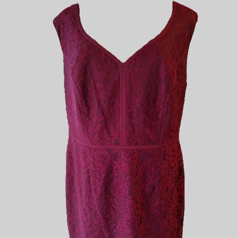 Adrianna Papell Cranberry Red Lace Cocktail Dress Size 14W